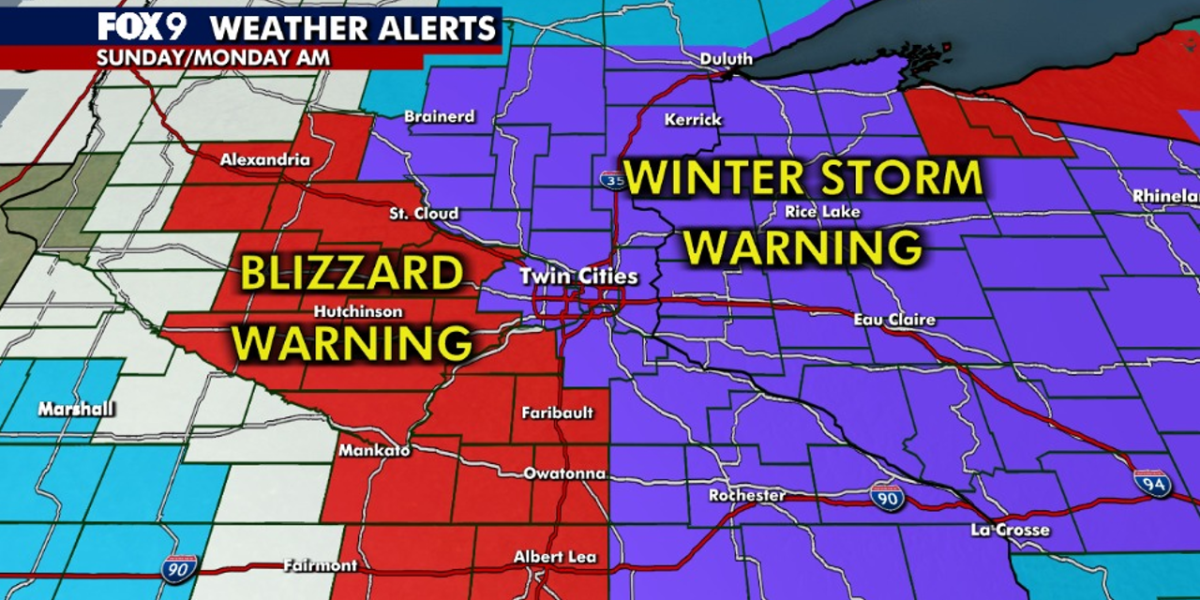Minnesota weather: Winter storm and blizzard warnings in place for Sunday