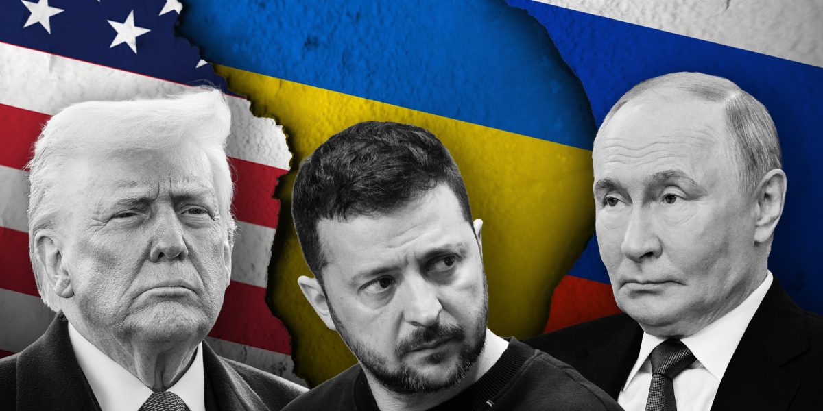 Donald Trump, Volodimir Zelenski și Vladimir Putin. Colaj: Ion Mateș / Hotnews. Foto: Profimedia, Shutterstock