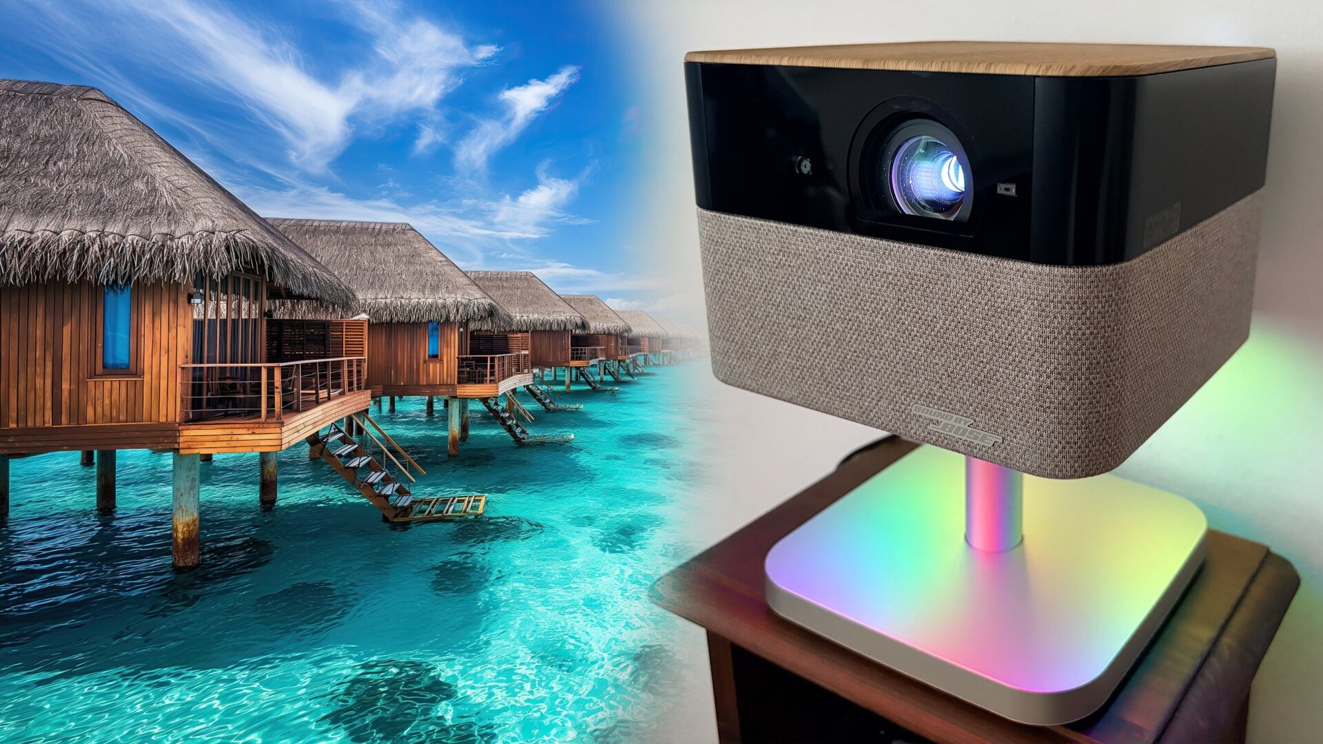 Epson EF-72: proiector 4K portabil și smart, cu sunet Bose, Google TV, finisaj stejar, 5 ani garanție