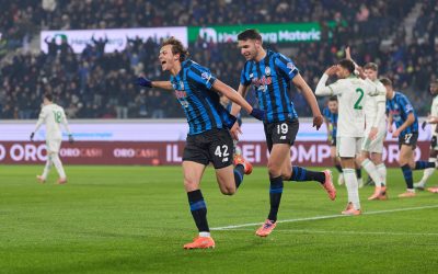 BERGAMO, ITALY - JANUARY 03: Giorgio Scalvini of Atalanta celebrates after scoring his team