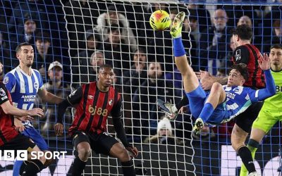 Brighton 1-1 Bournemouth: Kostoulas overhead kick earns point for hosts