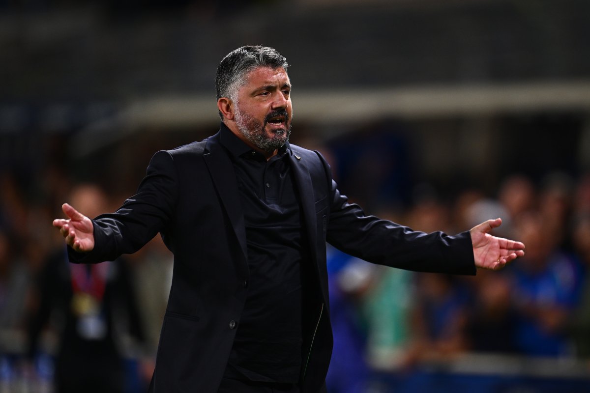 BERGAMO, ITALY - SEPTEMBER 05: Coach Gennaro Gattuso of Italy gesture during the FIFA World Cup 2026 qualifier match between Italy and Estonia at Stadio di Bergamo on September 05, 2025 in Bergamo, Italy. (Photo by Mattia Ozbot/Getty Images)