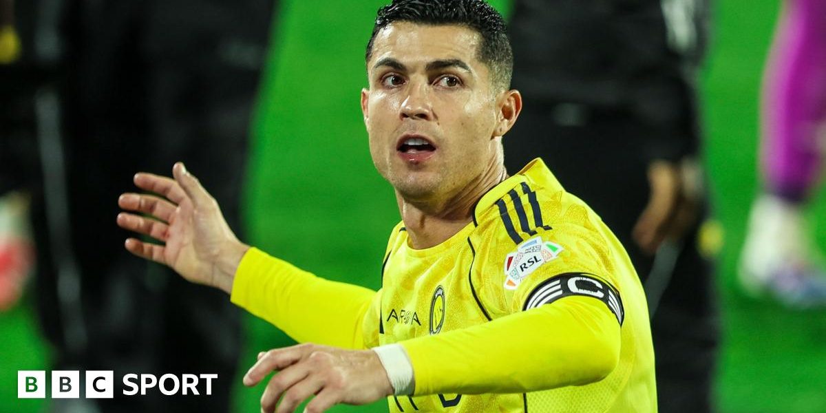 Cristiano Ronald reacts while playing for Al-Nassr