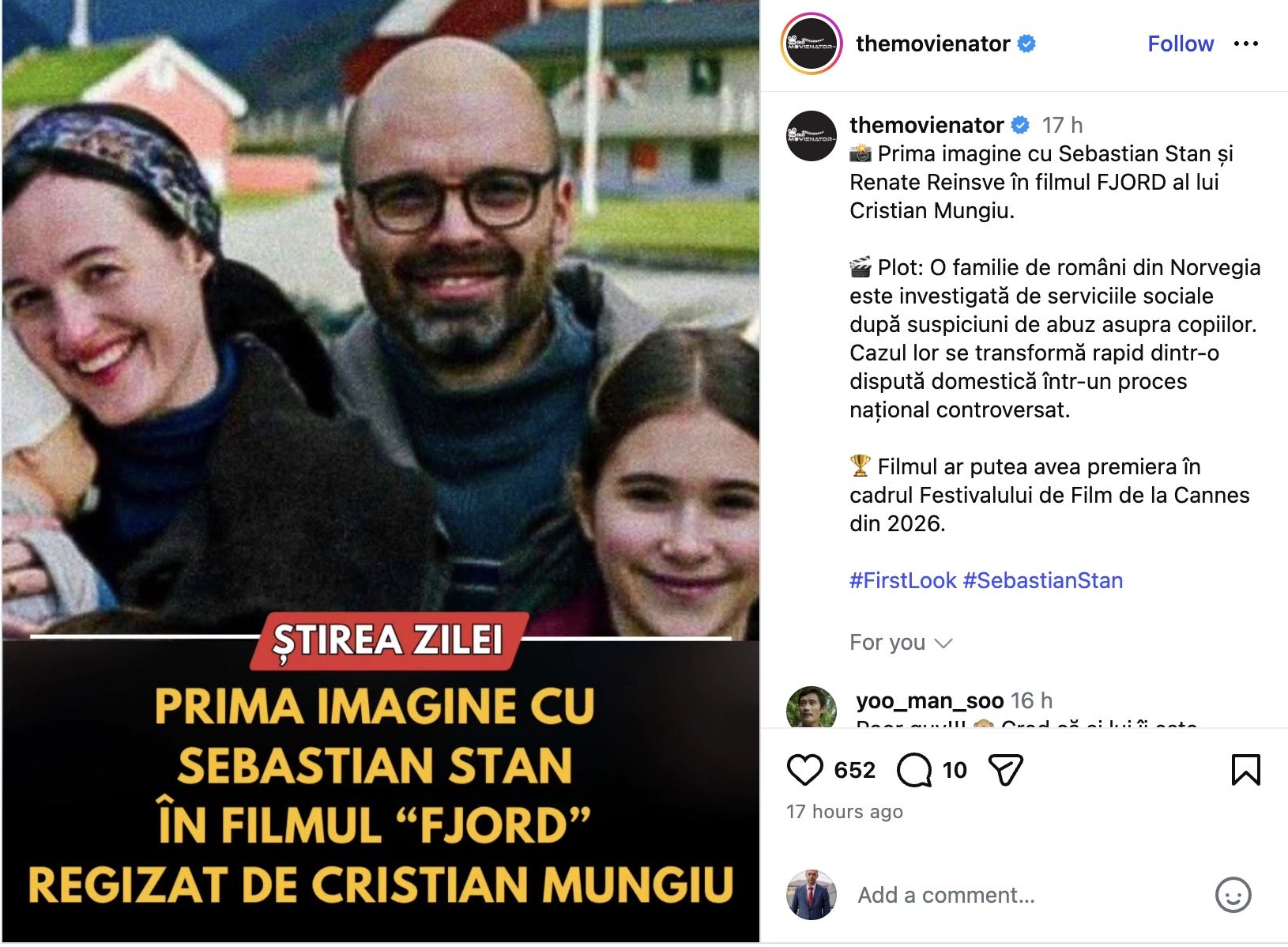 Sebastian Stan apare pentru prima dată în trailerul filmului „Fjord” de Cristian Mungiu