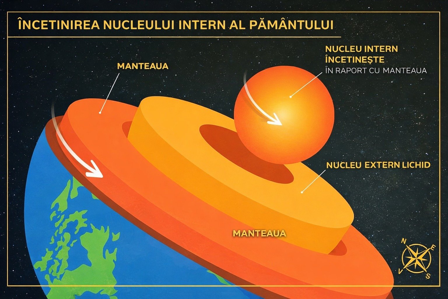 Nucleul intern al planetei încetinește: Cercetătorii investighează fenomenul