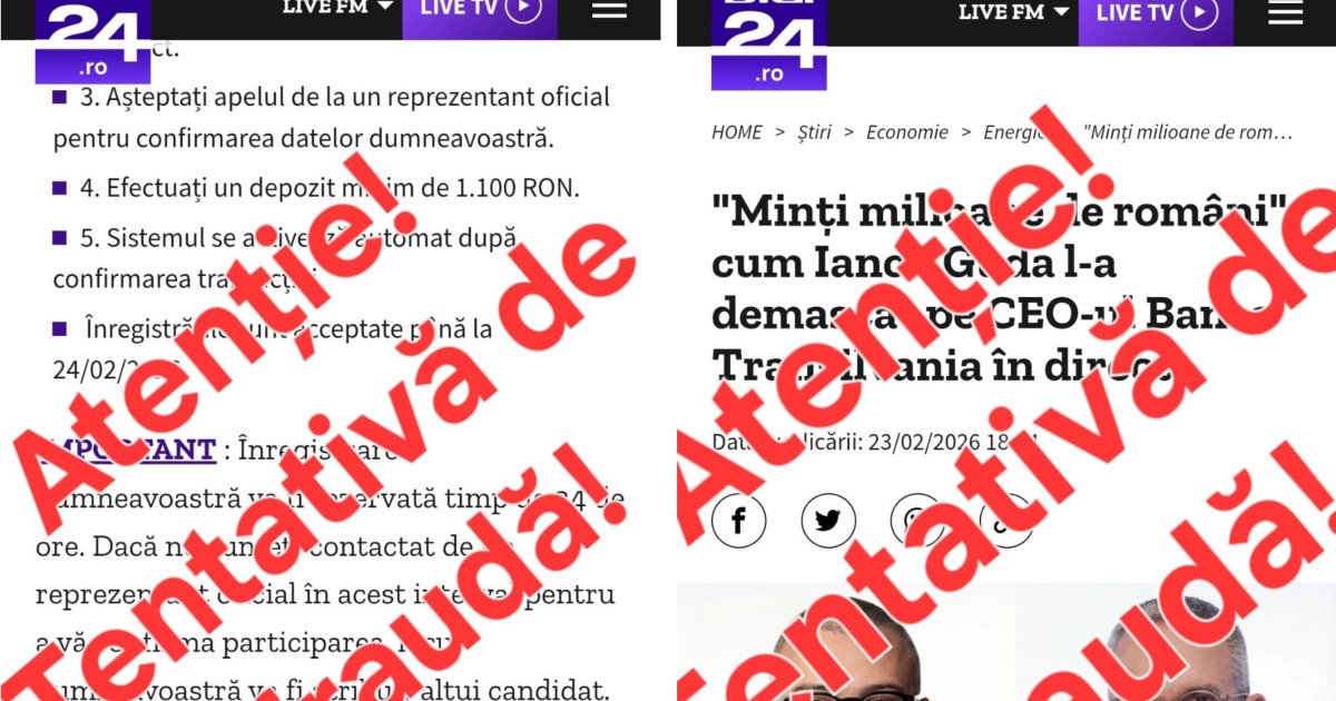 Avertisment MAI: Site-ul digi24.ro, clonat. Atenție la depuneri în conturi necunoscute