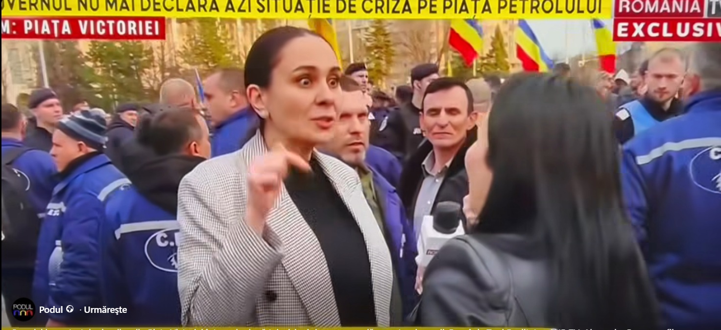 Scandal la protest: Reporter România tv, conflict cu Alexandra Păcuraru (Aur) în piața victoriei