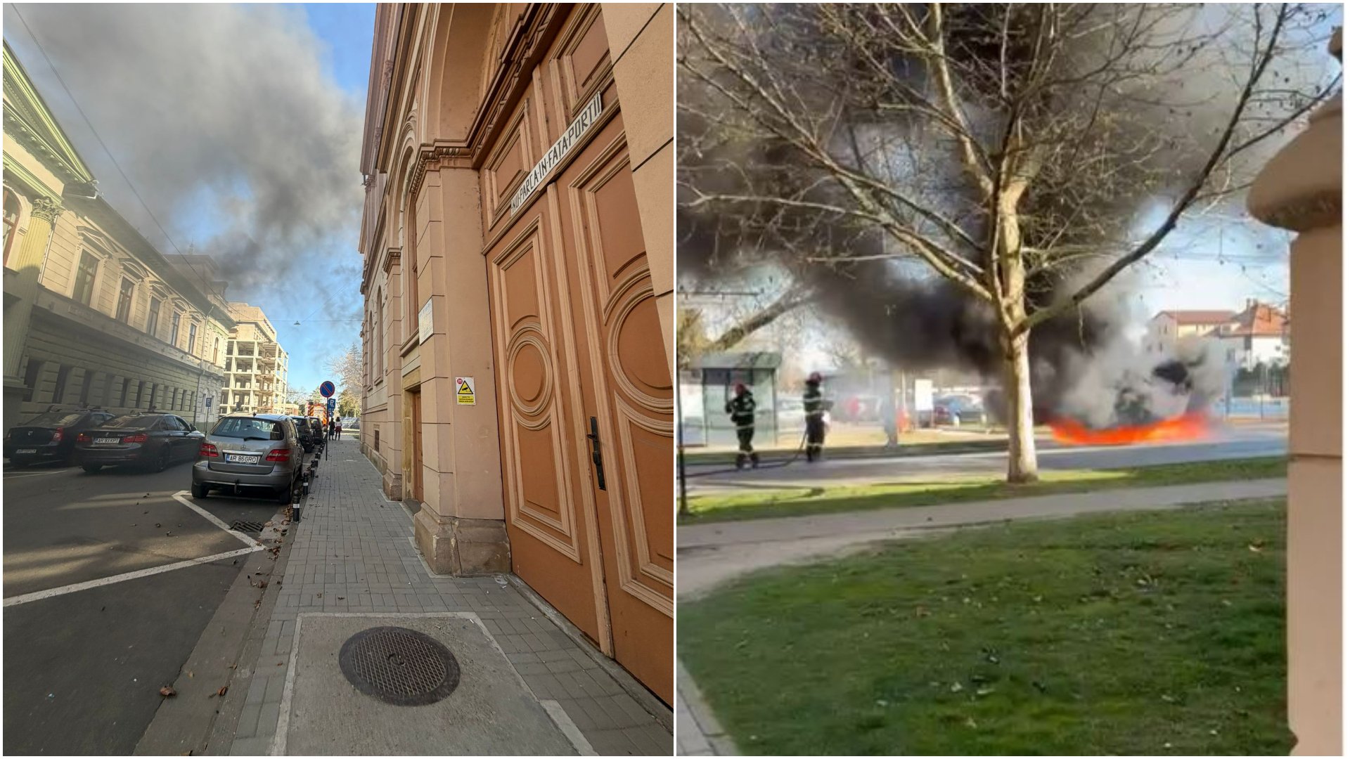 Arad: Incendiu la o mașină în centrul orașului. Șoferul, salvat