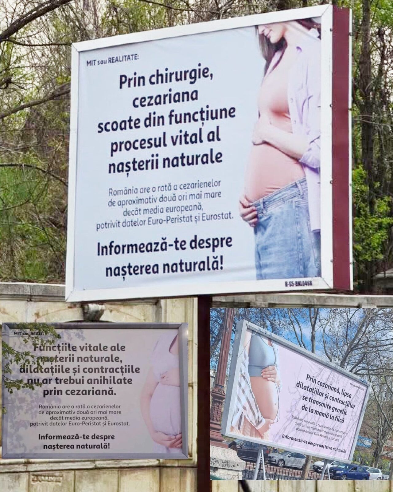 Panouri anti-cezariană în București: Parlamentar, avertisment dur