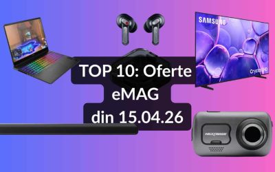 EMAG: Top 10 oferte pe 15 aprilie – Soundbar TCL cu Dolby Atmos, TV Samsung uriaș