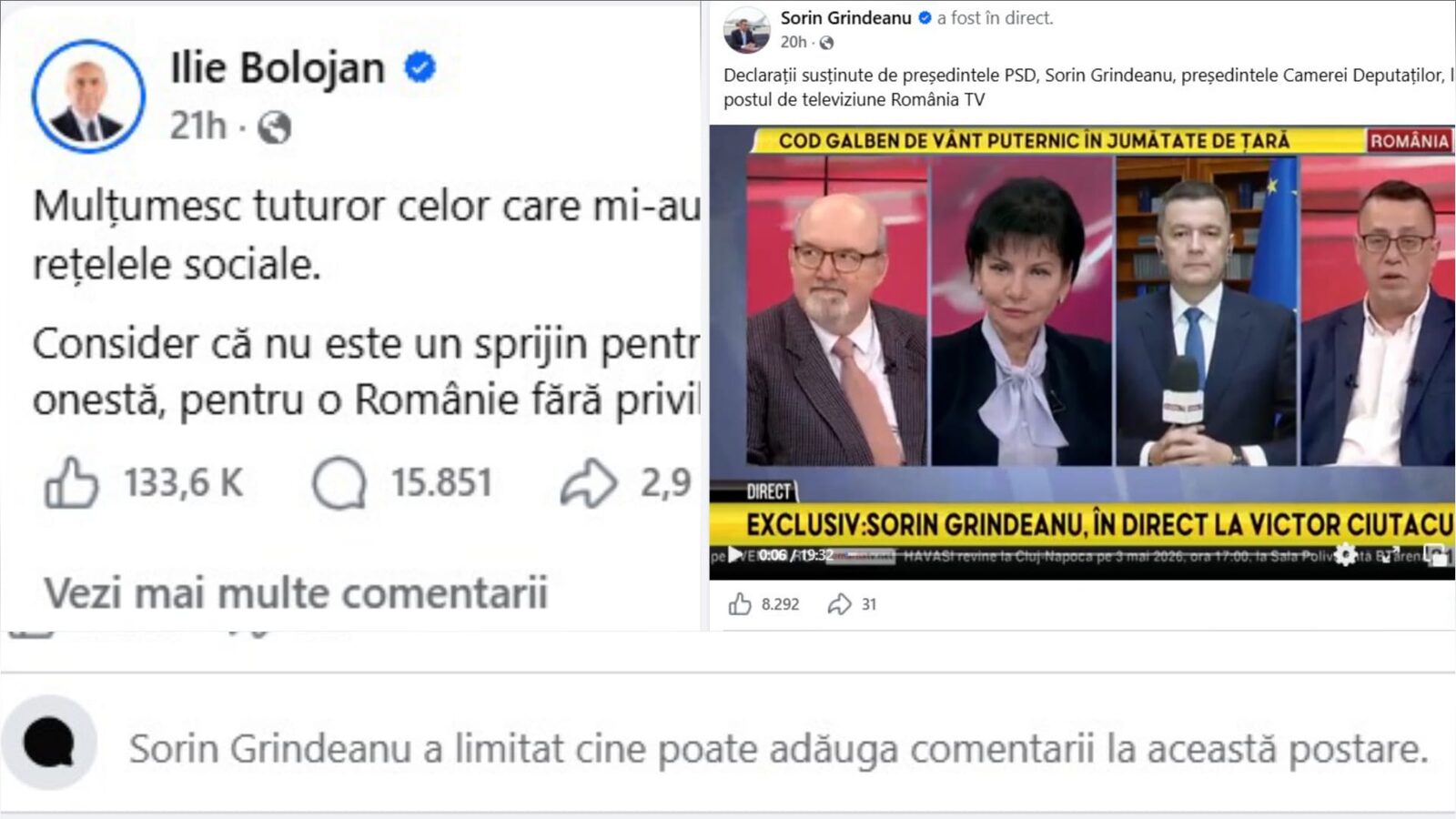 Bătălia pe Facebook: Bolojan liberal, Grindeanu cenzurează. Premierul domină!