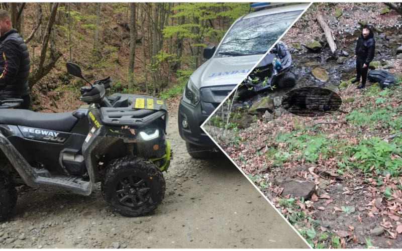 Jandarmeria Montană, intervenție URGENTĂ: Turiști, cu ATV-ul, au căzut într-un pârâu