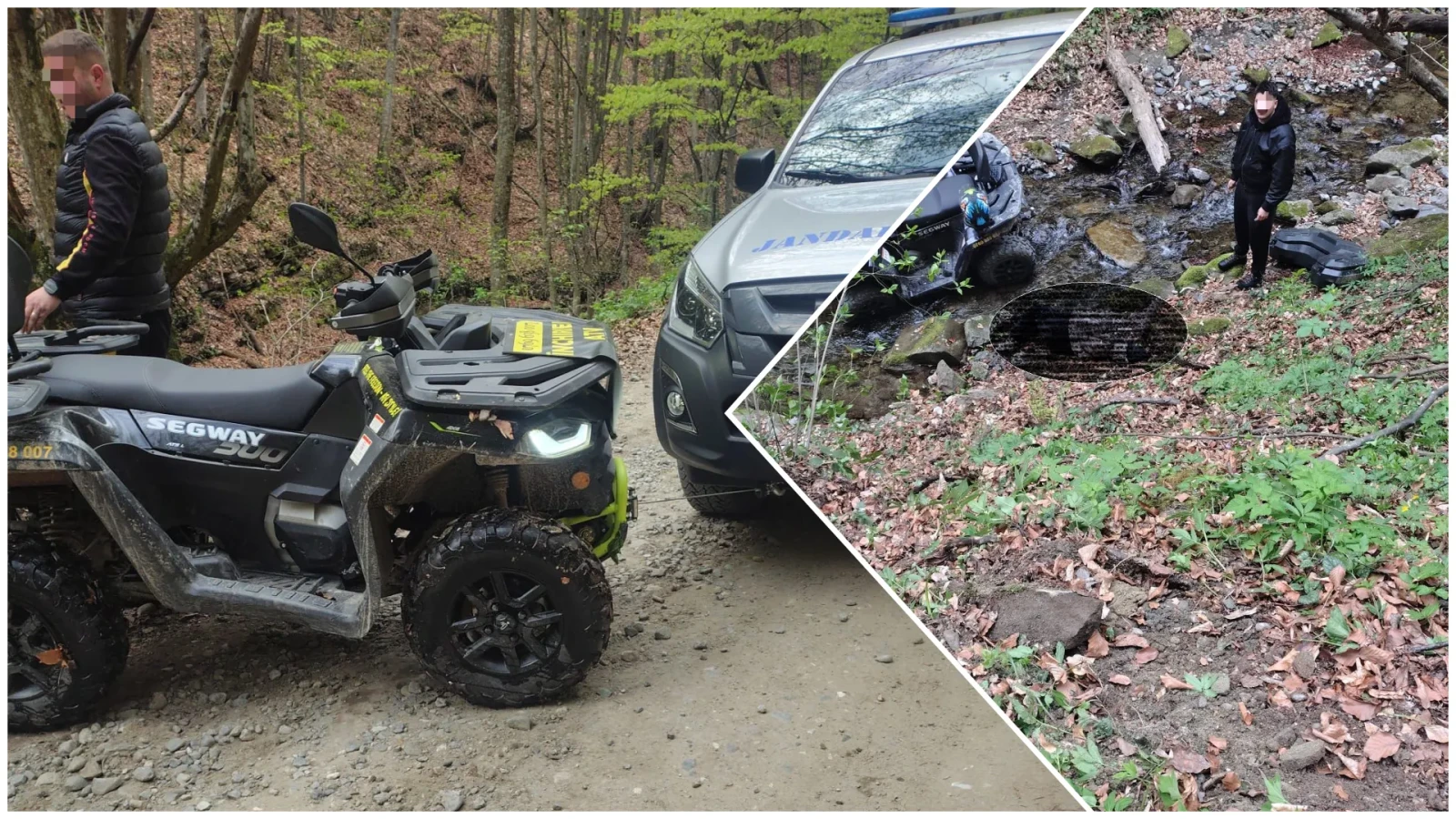 Jandarmeria Montană, intervenție URGENTĂ: Turiști, cu ATV-ul, au căzut într-un pârâu