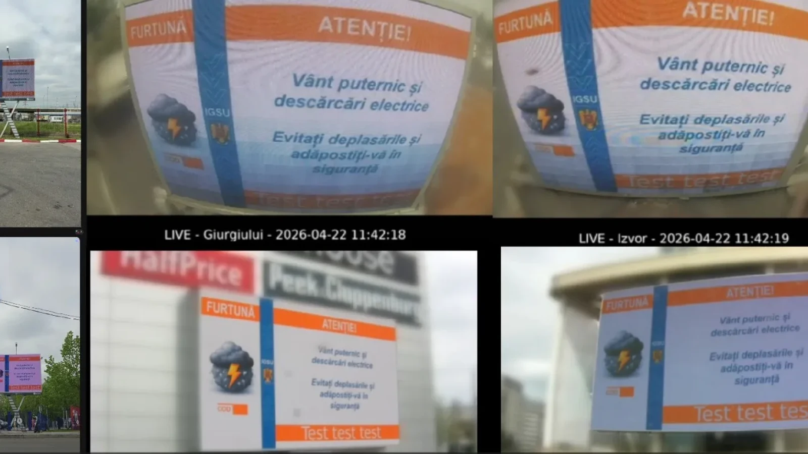 Alerte Ro-Alert pe panouri digitale în București și 17 orașe