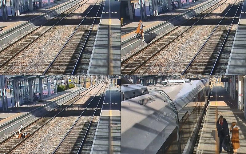 Femeie, surprinsă pe șine, vorbind la telefon: Un moment fatal!