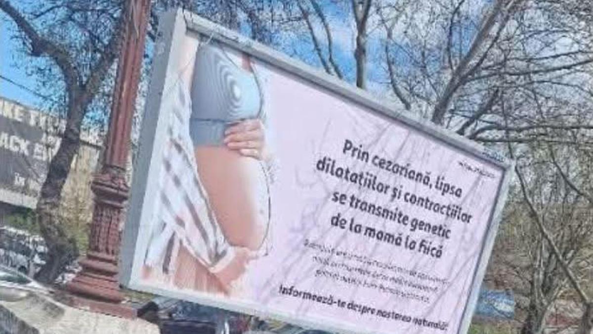 Panouri cu informații false despre cezariană în București, acuzații la USR