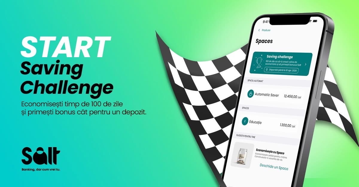 Salt Bank lansează „saving challenge”: Economisești zilnic și primești bonus!