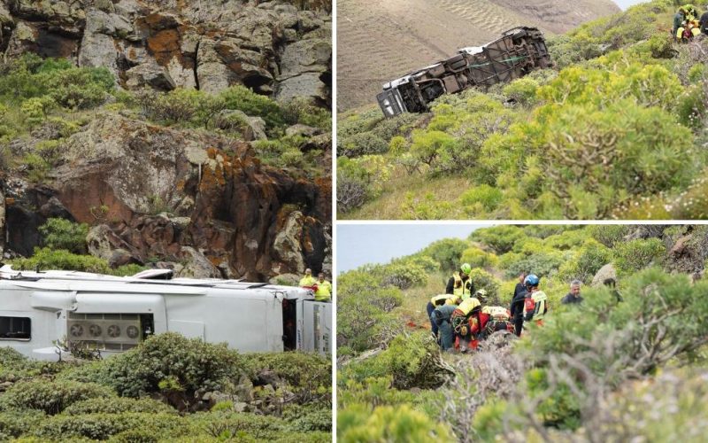 Autobuz cu turiști britanici, PRĂBUȘIT într-o râpă în Insulele Canare