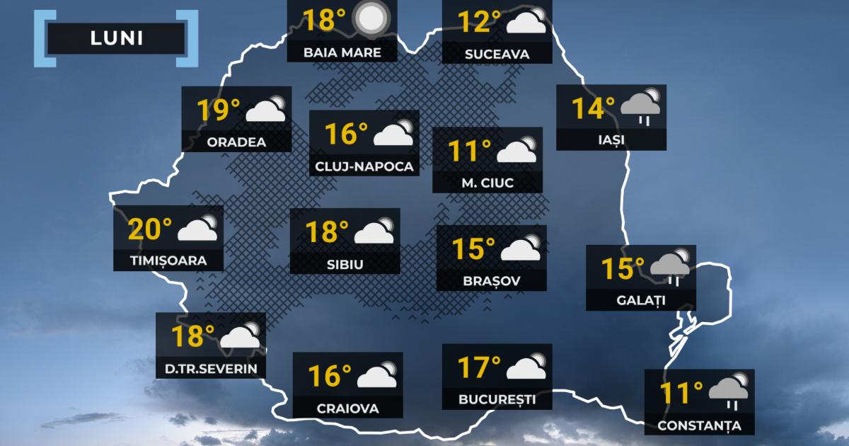 Vremea extremă pe 13 aprilie: România, între -3 și 21 grade, ploi și vânt
