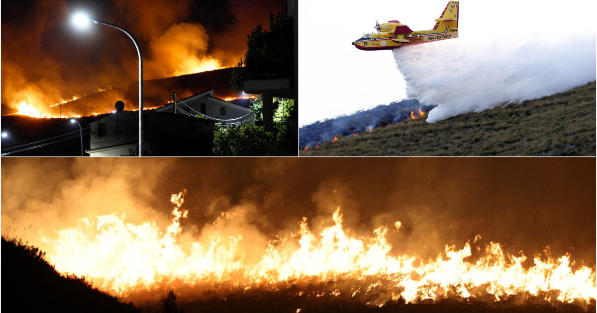 Galerie foto: Incendiile fac ravagii în Sardinia și Sicilia: o autostradă a fost închisă, iar zboruri au fost redirecționate din Olbia | Digi24