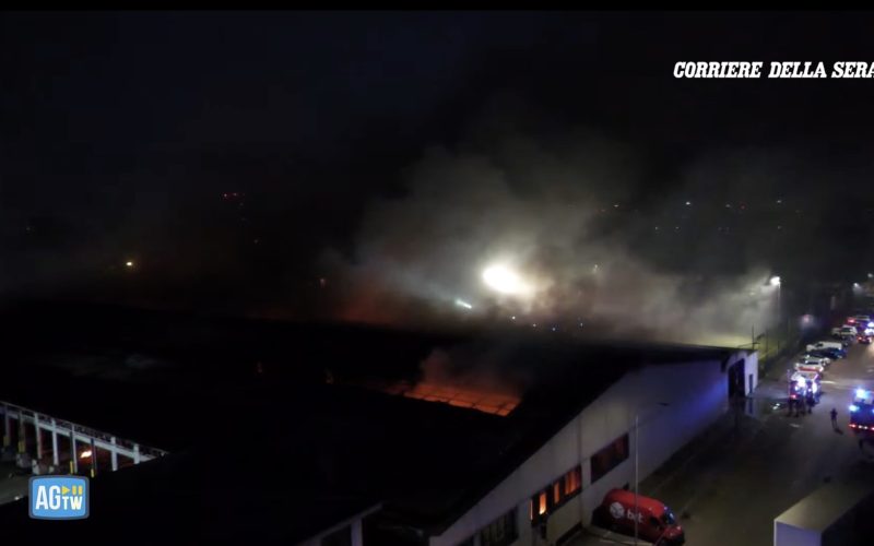 Incendiu de coșmar la Milano: Bartolini în flăcări, explozii și fum negru