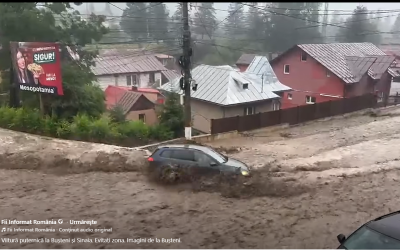 Bușteni: Viitură pe DN1, 30 mașini surprinse, intervenții la 22 gospodării
