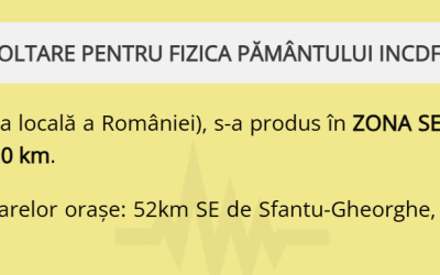 Vrancea, cutremur de 4,5, zguduie zona seismică