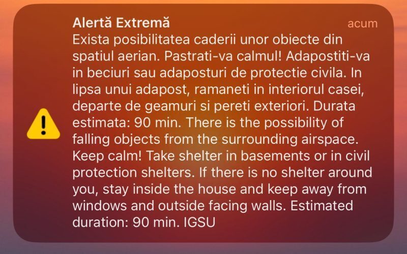 RO-ALERT în Tulcea: Al treilea mesaj în câteva ore