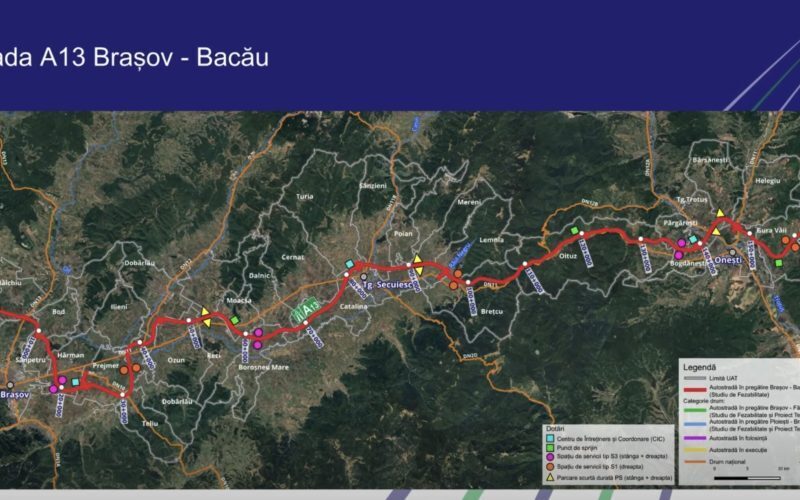 Autostrada A13: 5 loturi, 174 km, legătura esențială Transilvania-Moldova