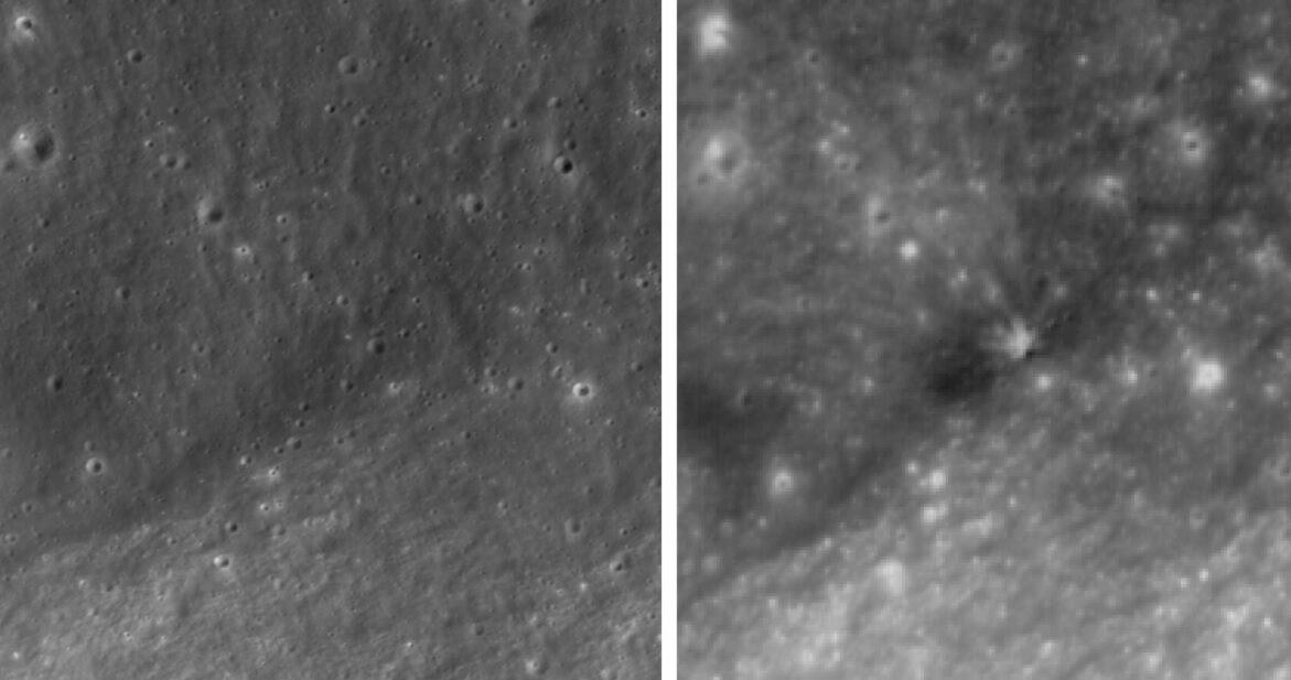 Luna, zgâriată: Imagini noi cu craterul făcut de racheta SpaceX
