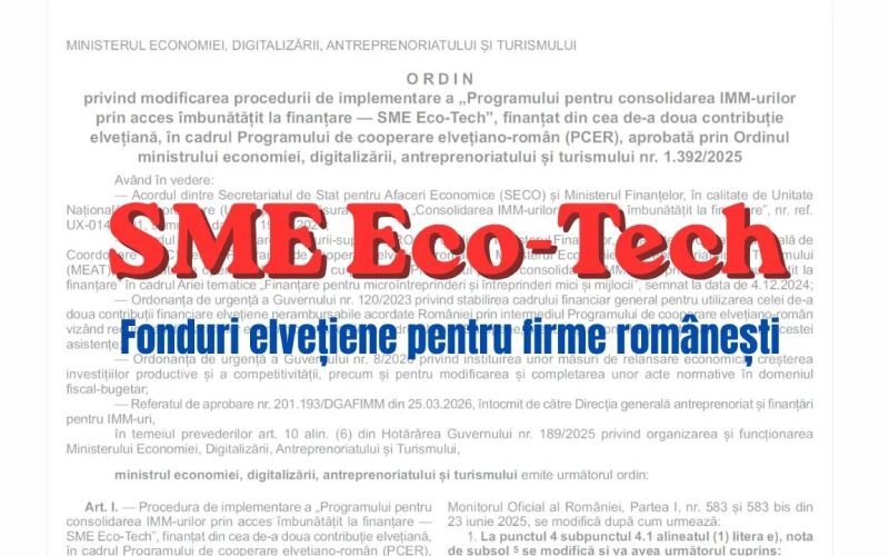 Fonduri elvețiene: Încă o șansă la 288 mil lei pentru firmele micro