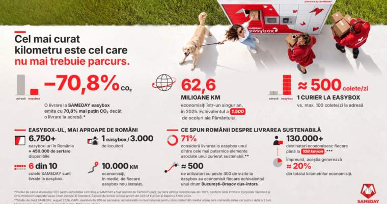 Easybox SAMEDAY: 70% mai puține emisii CO₂ față de livrarea acasă